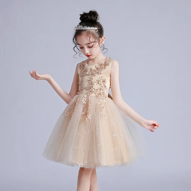 

4-12Y Child Girls Summer White Dress Prom Embroidery Lace Fluffy Ball Gown Tulle Tutu Dresses Wedding Elegant Party Kid Clothing