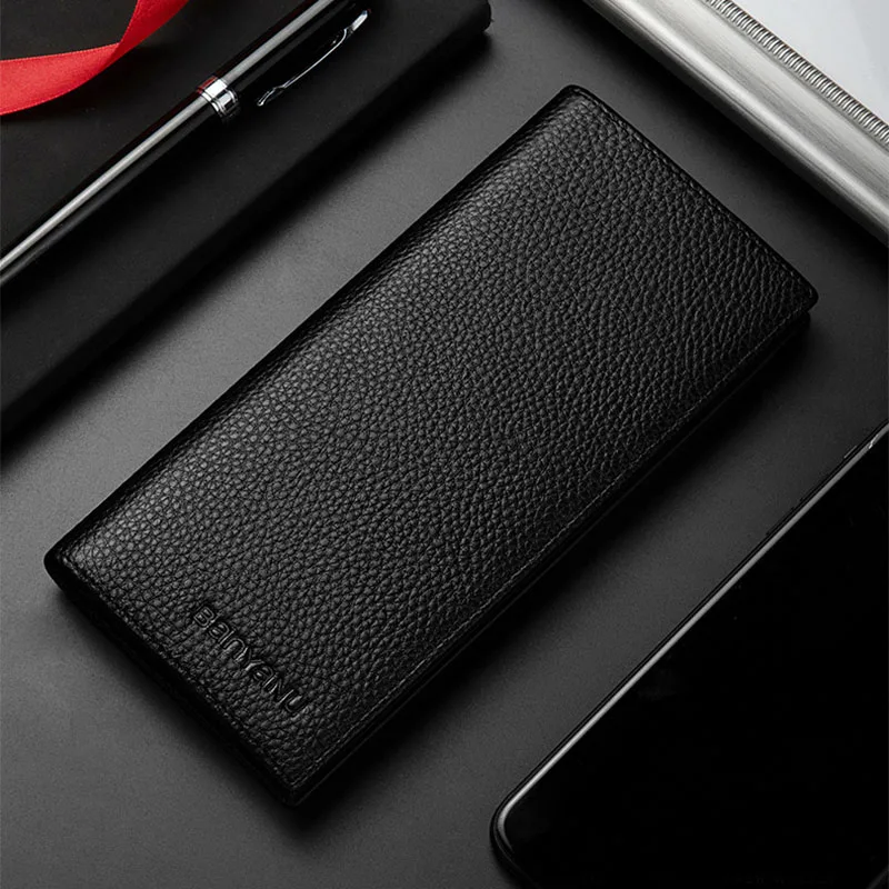 Wallet men's long new leather high-quality business casual brand ultra-thin soft cow belt zipper wallet coin clip