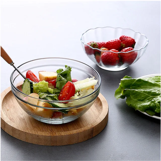 Salad Bowl Heat Resistant Glass Transparent Dessert Bowl Instant Noodle Bowl for Serving Fruit Vegetable Breakfast (Without Lid), Size