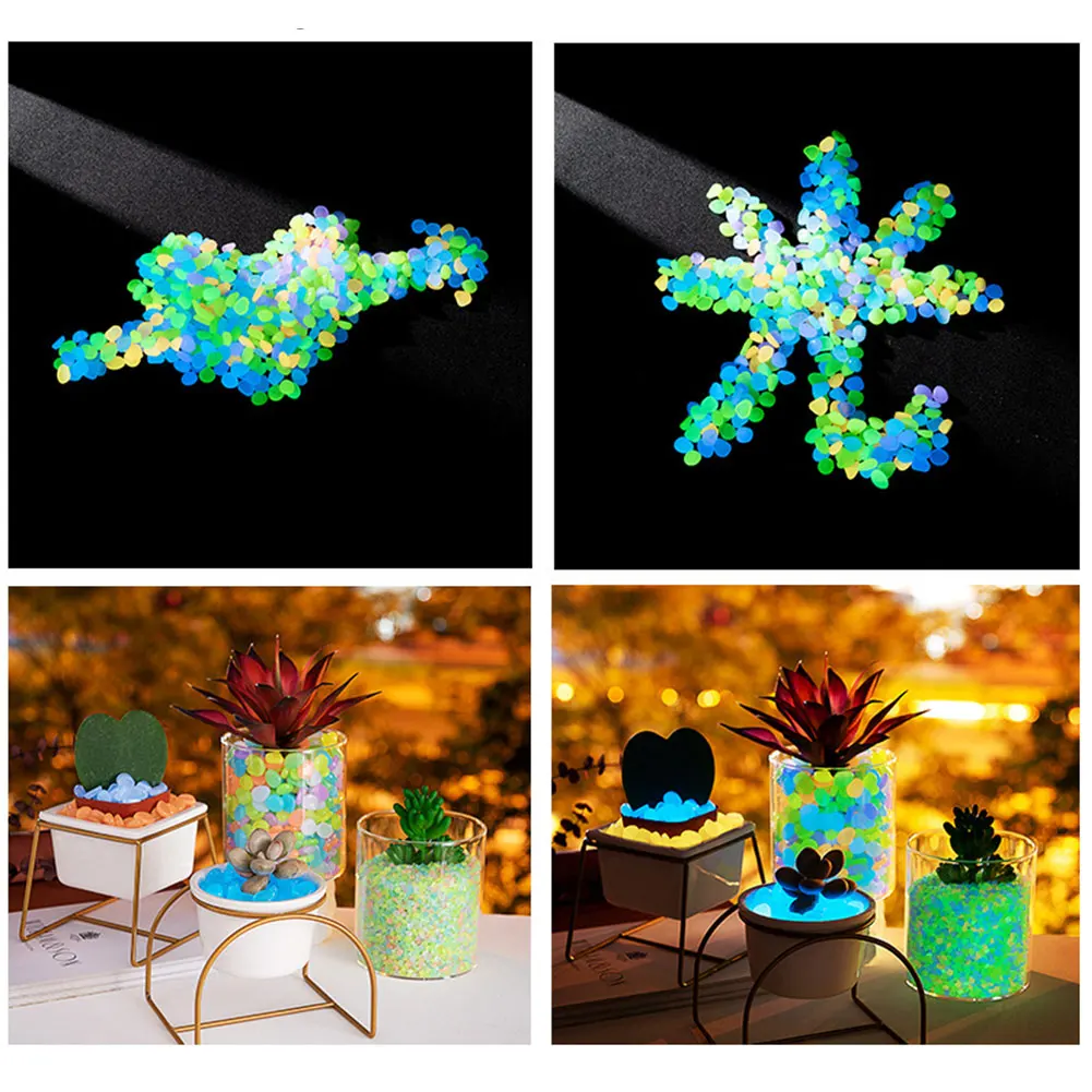 Glow Stones Artificial Stones Decorative Stones 100pcs Mixed Color Outdoor Luminous Stones Glow In Dark Garden Pebbles Fish Tank Decoration Pebble Rocks Aquarium Accessories