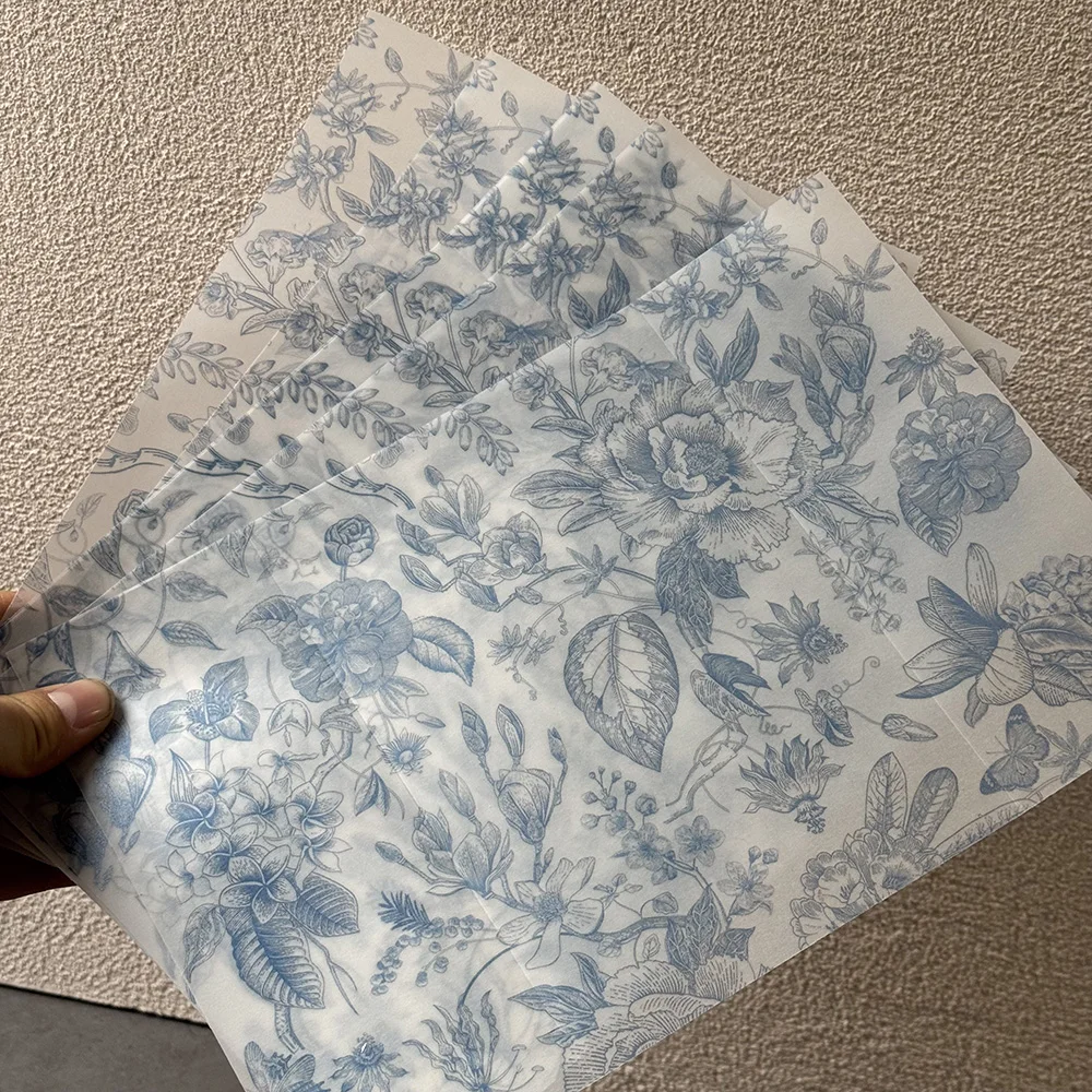 Blue green or pink flower Vellum Wrap suitable for 5 x 7 Wedding Invitation