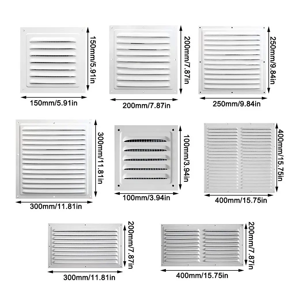 Aluminum Alloy Air Vent Grille Heating Cooling Vents Plate Exhaust Outlet Window Square Vent Air System Net Cover Screen