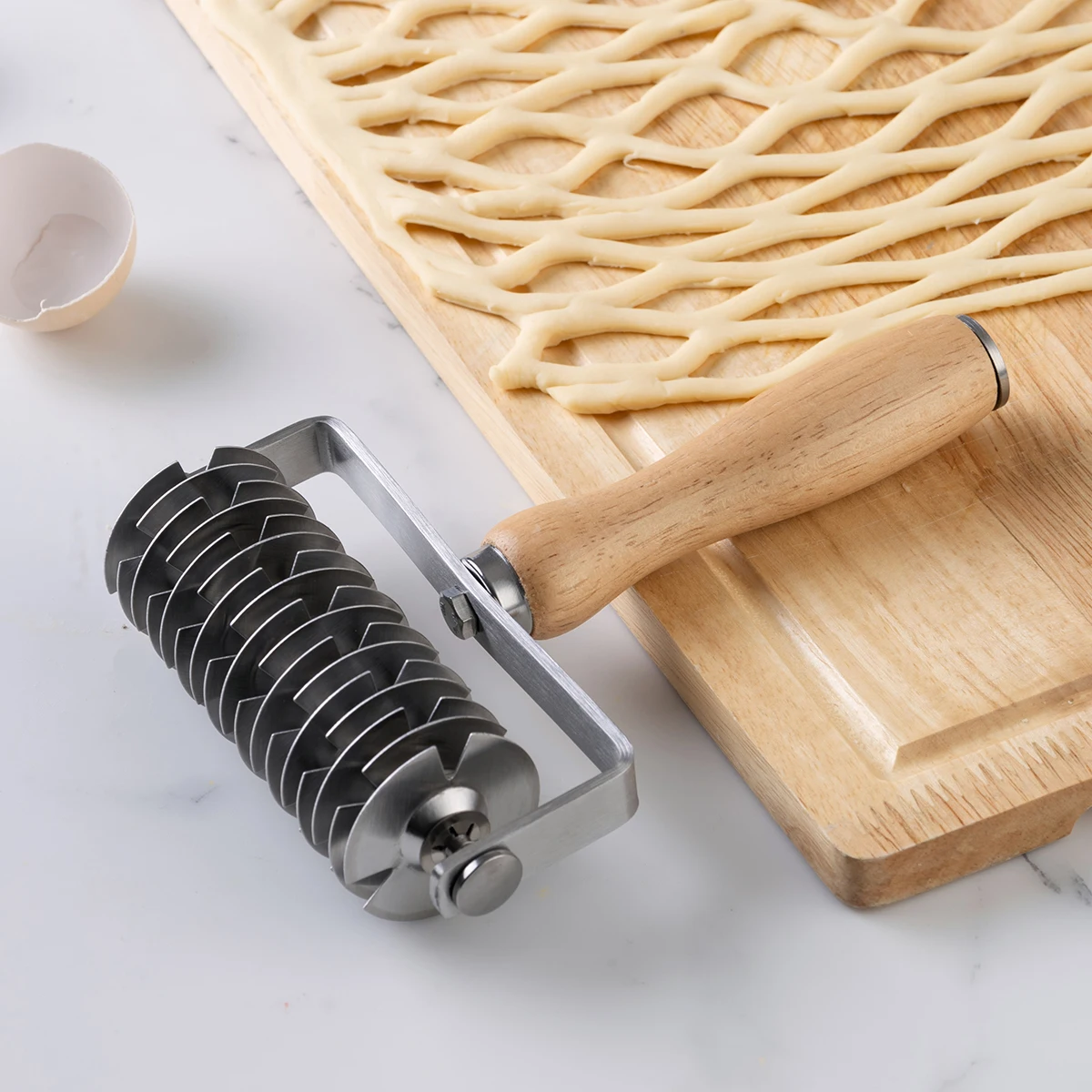 Stainless Steel Dough Roller Cutter Wood Handle Pizza Slicer Pie Cookies Pull Mesh Wheel Knife Pastry Tools Kitchen Accessories