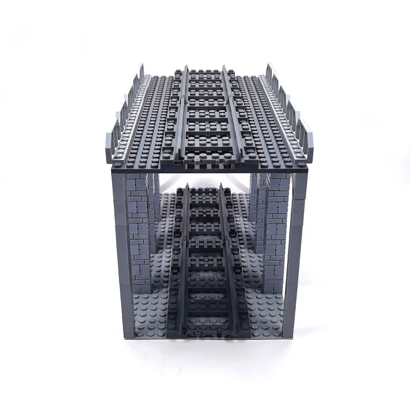 MOC 기차 다리 빌딩 블록, 철도 육교, 이중 다리 트랙, 소년 소형 조립 블록