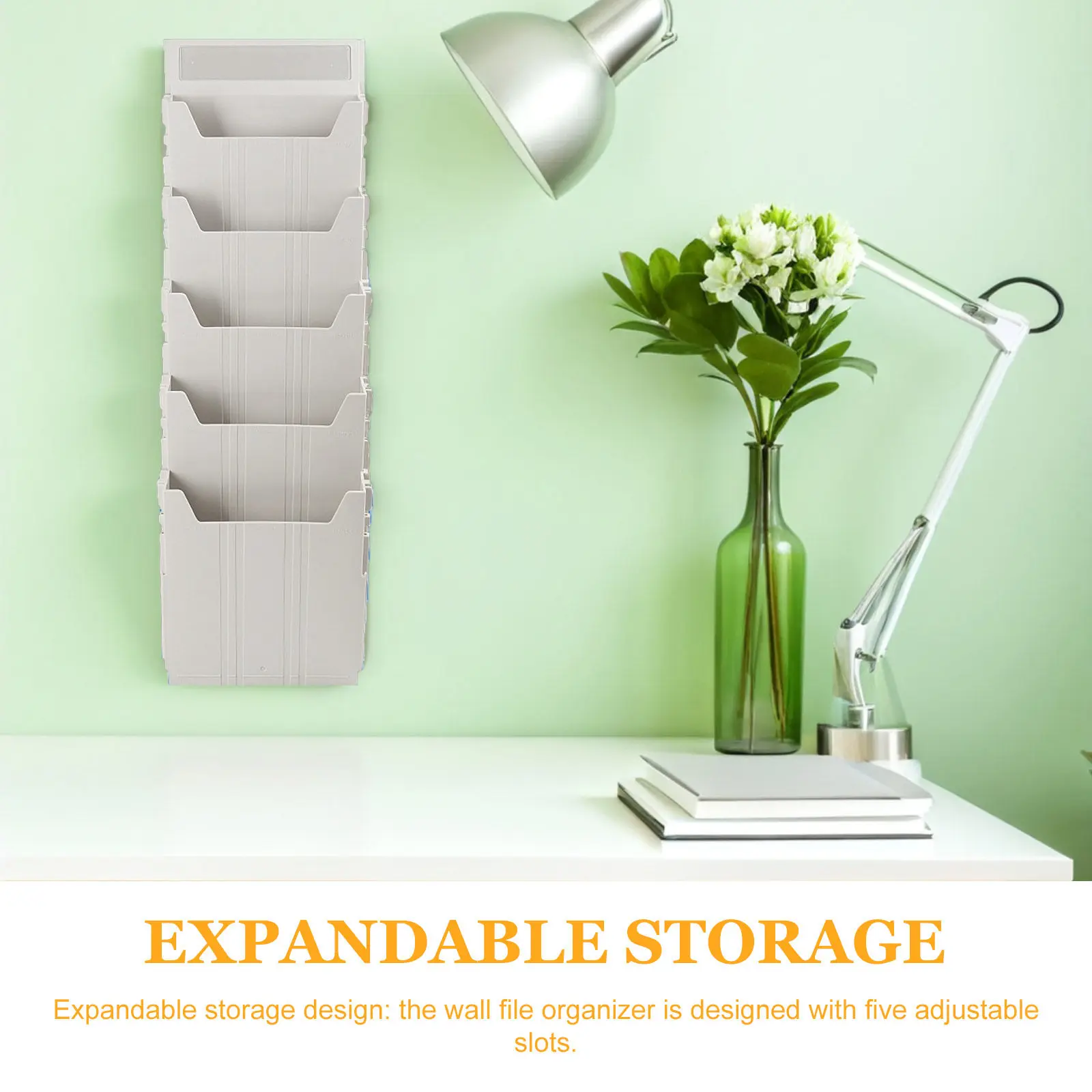 벽걸이 파일 정리함 확장형 5칸 PP 홀더 사무실 벽걸이 잡지꽂이 문서 우편 보관함