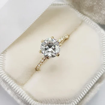 6.5mm Round Cut Moissanite Engagement Ring Classic 925 Sterling Silver Wedding Rings for Women Fine Jewelry Accessories 3