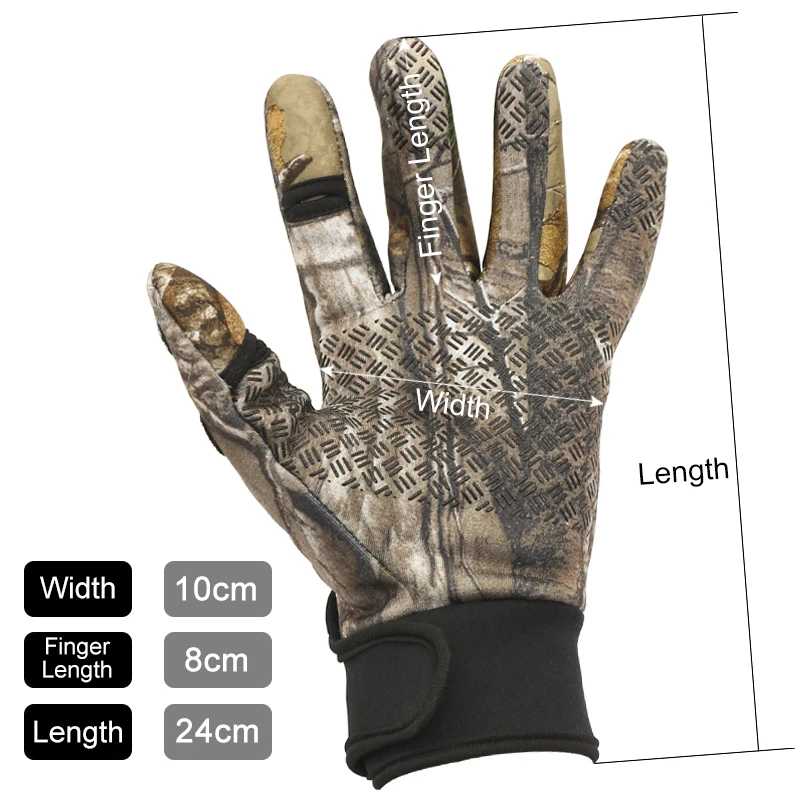 Gants De Chasse Légers Camouflage Feuilles - Antidérapants, Polyester, Taille Libre, Pour Photo, Observation Oiseaux