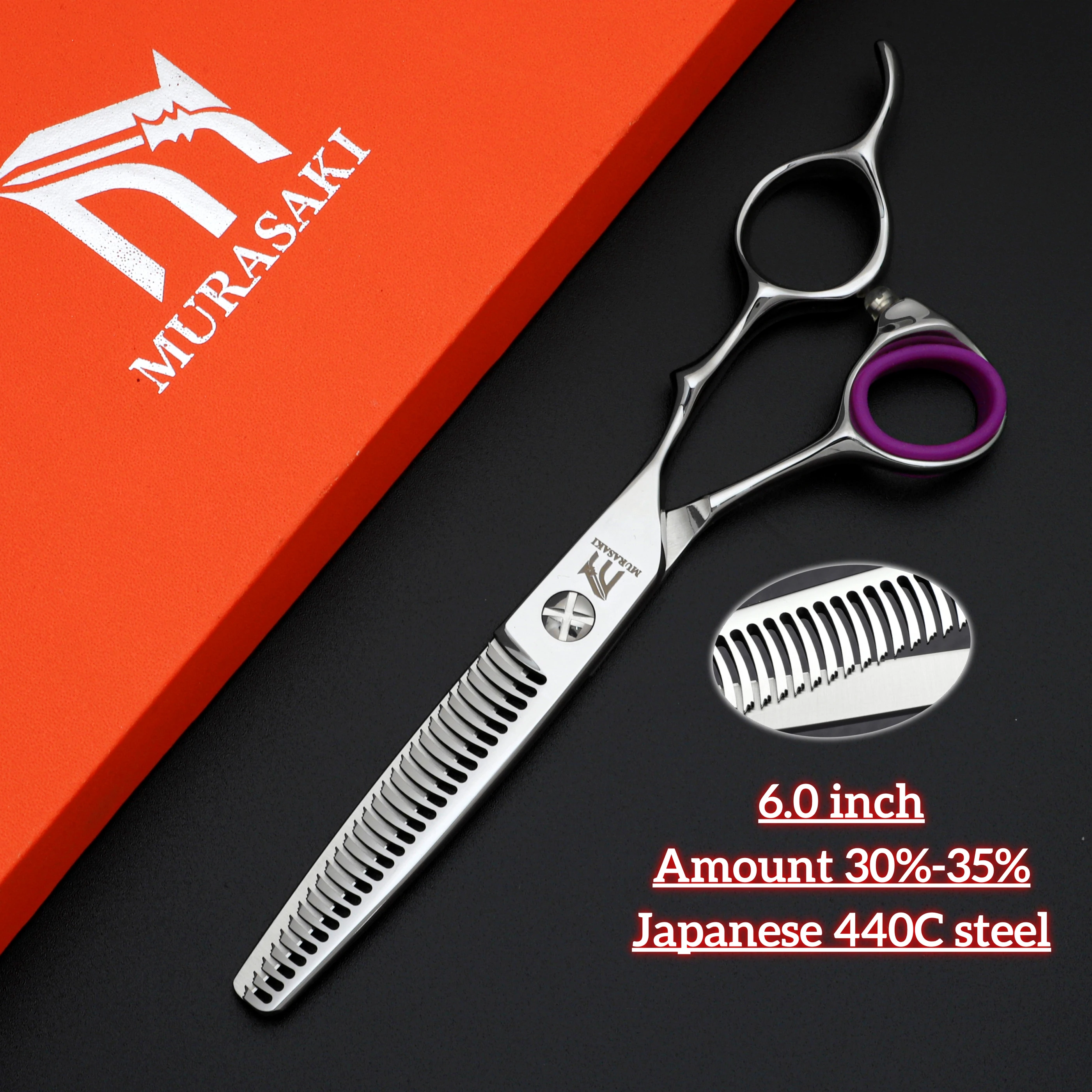 6인치 전문가용 숱가위, 일본 440C 강철 헤어 커팅 가위, 고품질 인체공학 이발소 액세서리