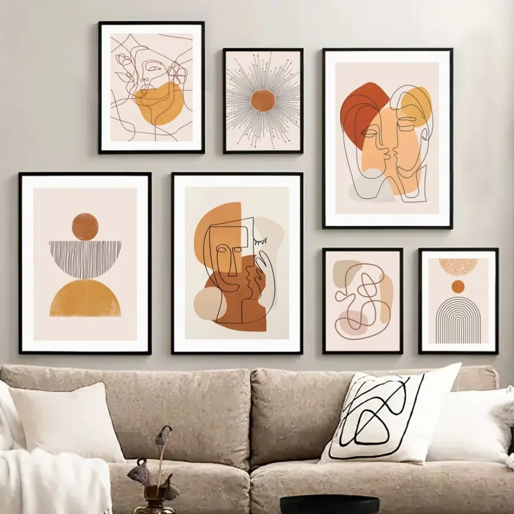 

Абстрактный портрет линии солнца в стиле бохо минималистская роспись художественные плакаты принты на холсте украшение на стену домашние картины для гостиной Декор