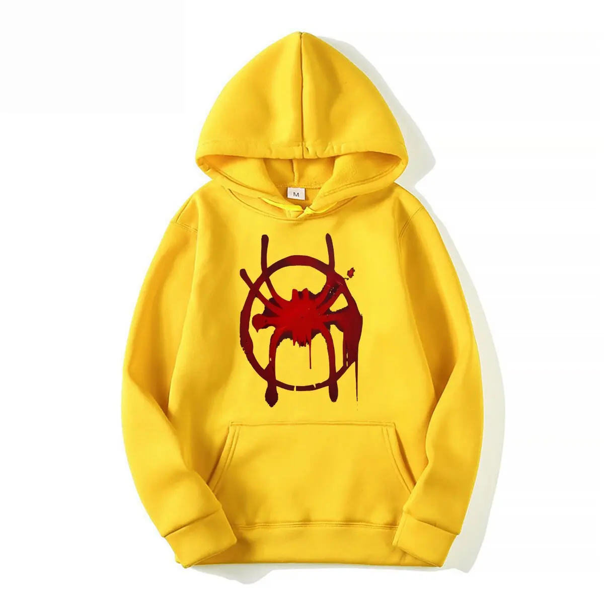 Plus Size Funny Black Hoodie with Spider Symbol