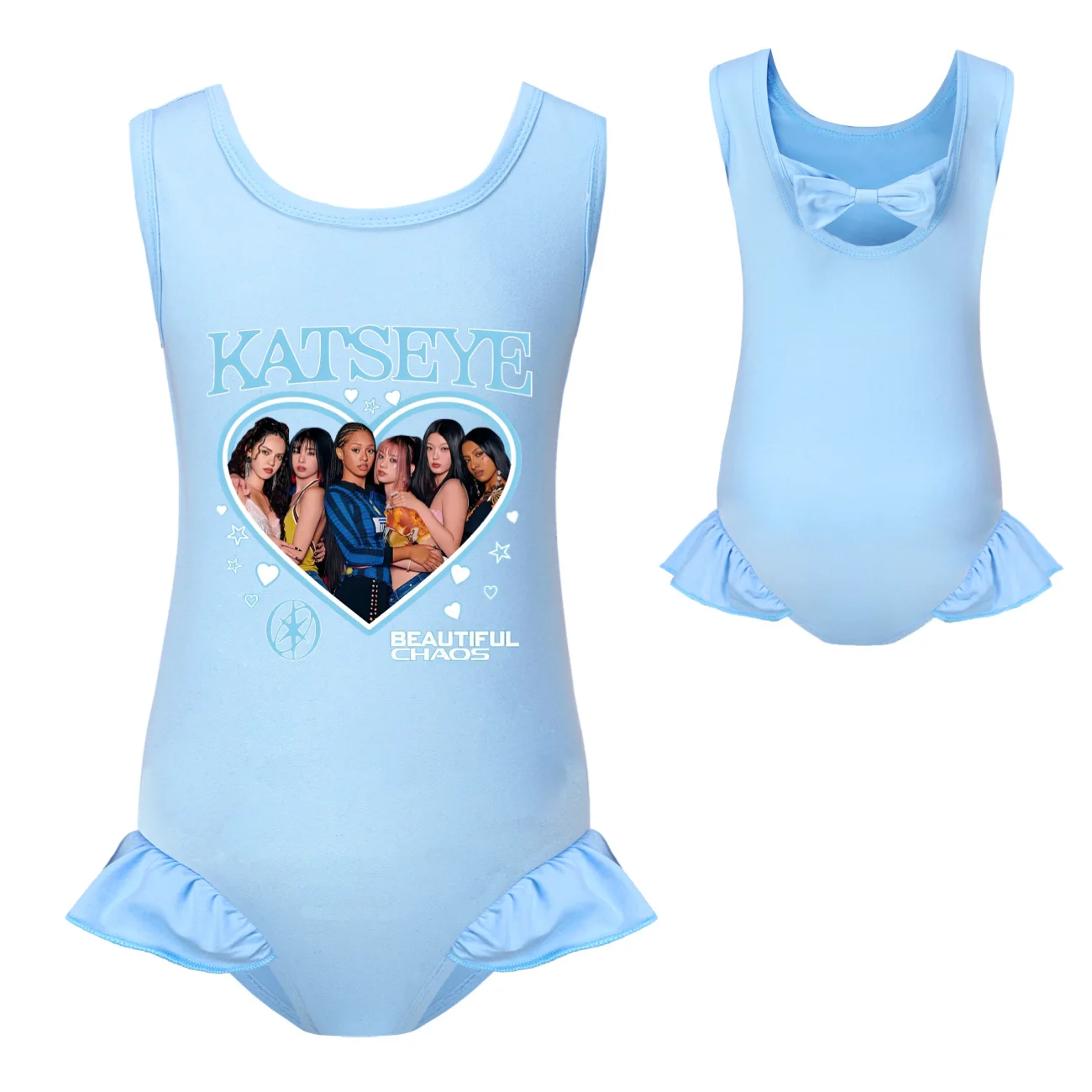 Heißer koreanischer Stil Katseye Graphic Clothes Kinder-Bademode für Mädchen, Sommer-Einteiler-Badeanzug, ärmellose Bade-Bikini-Sets für Kinder – Detail 17