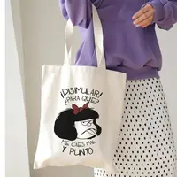 Kawaii Shoulder Bags Mafalda Cute Anime Women Large Capacity Graphic Shopping Bag No Zipper Girls Canvas Casual Eco Tote Handbag 2