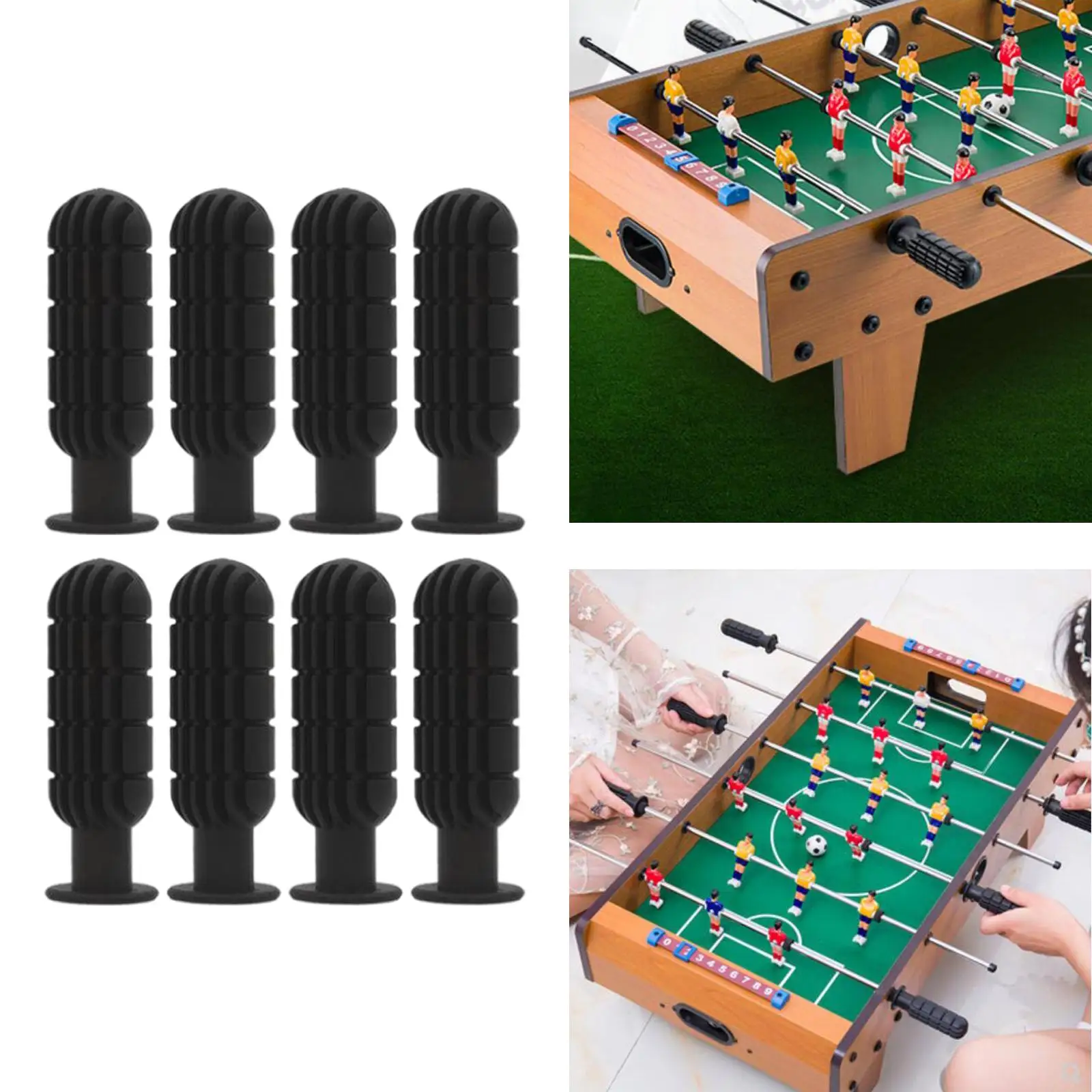 8Pcs Foosball Handle Grips 1/2 inch Foosball Rods Black Soccer Table Handles Replacement Handles