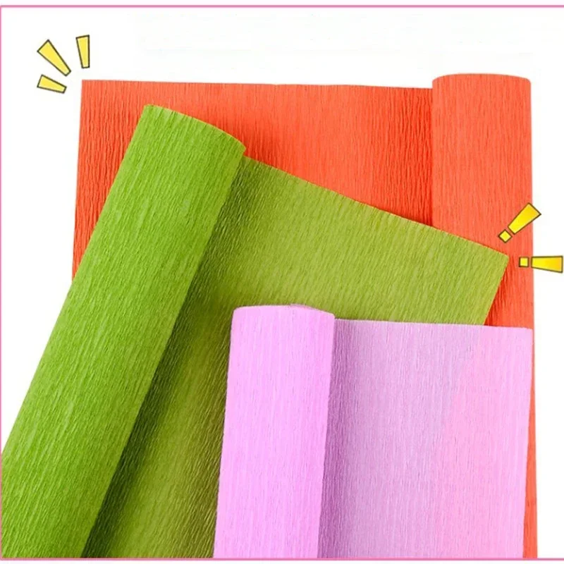 250*50cm DIY Wrapping Paper Craft Colored Crepe Paper Roll Origami Crinkled Flowers Decoration Gift