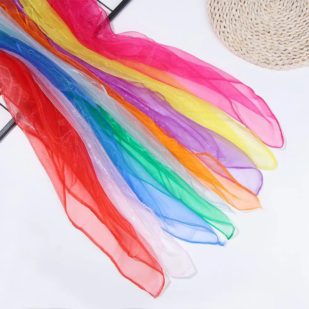 Dance Scarfs for kids Square Silk Scarf Children Outdoor Game Toys Gymnastics Scarves Juggling Performance Props Rhythm Band