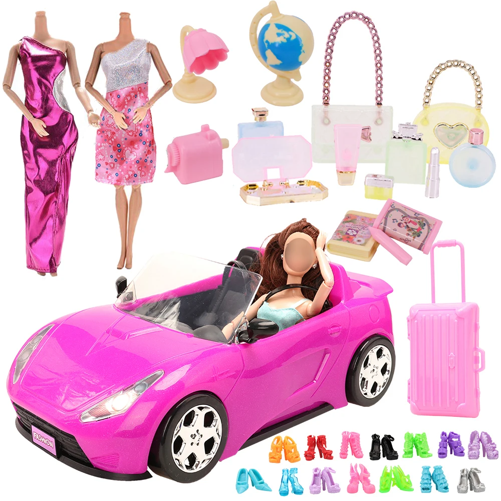 Mini Car toy Kawaii Items Kids Toys Miniature Cars Model Bags Shoes perfume For Barbie DIY Pretend Play Children Game
