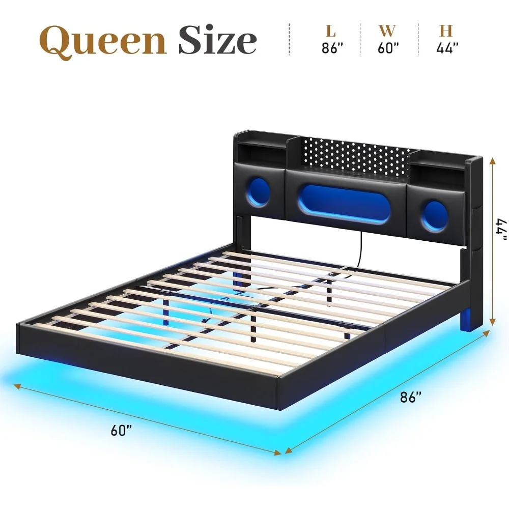 Queen Floating Storage Bed 2