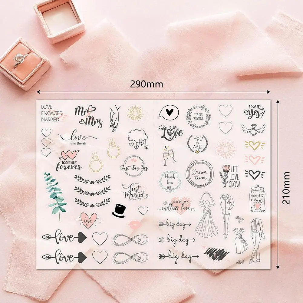 Wedding Bliss Stickers Waterproof Removable Wedding Theme Love Eucalyptus Leaves Engagement Plan 230pcs