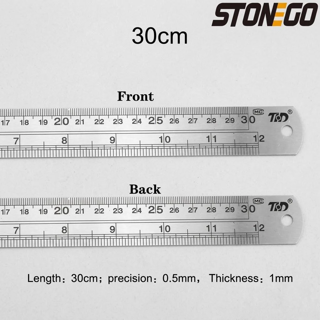 Premium High-Precision Stainless Steel Ruler Set - Double-Sided Metal Measuring Tools
