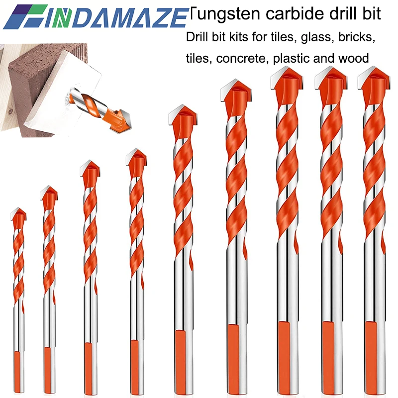 3-12mm Professional Tungsten Carbide Drill Bit Set for Drilling Glass Ceramic Tile Concrete Metal Drilling Tool Center Bit Drill Bit Set Bits Bit