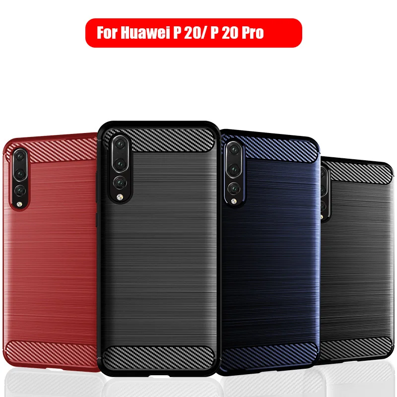 

Чехол для Huawei P20/P20 Pro, мягкий силиконовый чехол из ТПУ, черный, синий, красный