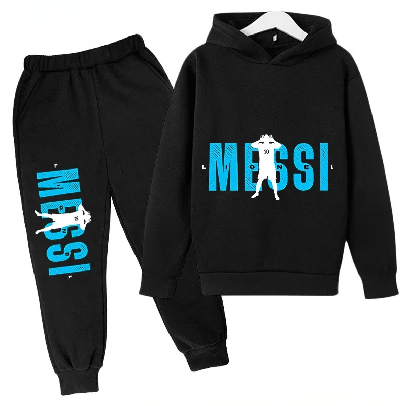 thumbnail image 1 of Conjunto de sudadera con capucha para niños y pantalones deportivos de 2 piezas para niños y niñas Ropa infantil con estampado de Messi Ropa de bebé, 1 of 5