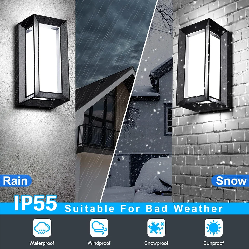 Outdoor LED Wall Lamp with Presence Sensor - Waterproof Wall Light for Garden, Porch, and Balcony
