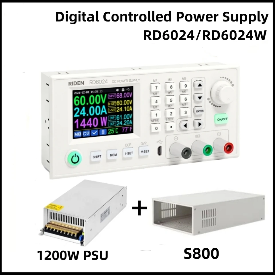 RD6024 60V 24A DC Buck Converter - Adjustable Step-Down Power Supply, USB Programmable