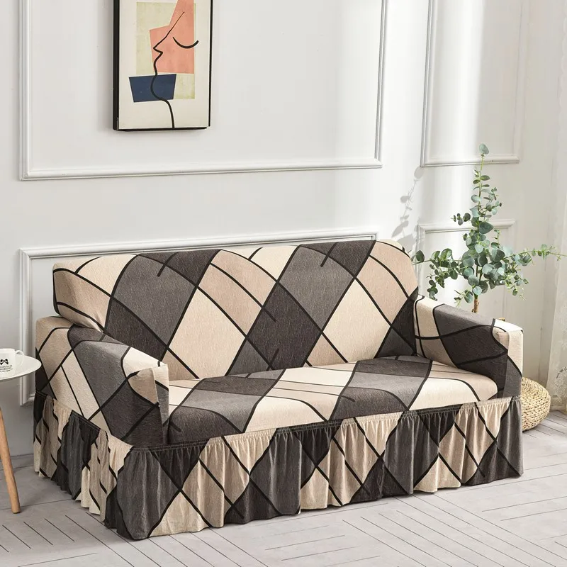 geometric printed seat sofa skirt sofa cover sofa protector stretch slipcover  couch cover corver sofa cover 4