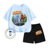 Unique Grizzy the Lemmings Animated Cartoon Print Design O-neck Short Sleeve and Hip Hop Shorts Summer Children Two-piece Set 4
