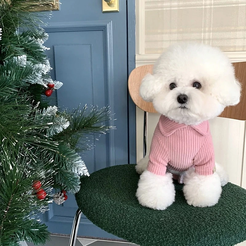 

2023 Puppy Bottoming Shirt Teddy Solid Color Warm Winter Clothes Poodle Comfortable Pullover Cute Dog Clothes