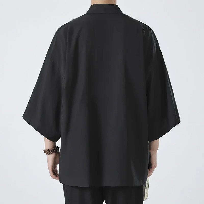 thumbnail image 3 of Kimono estilo japonés para mujer, moda de primavera y verano, capa lisa, haori, ropa de calle para mujer, cárdigan, bata holgada, yukata, 3 of 6