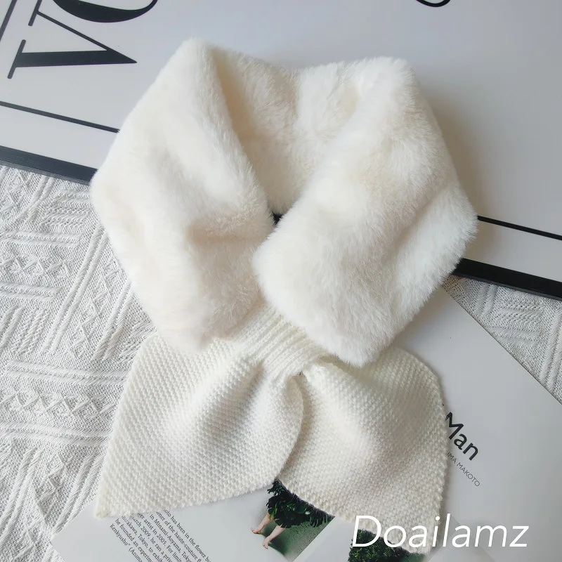 Korean Version Autumn Winter Children's Scarf New Baby Cold Proof Collar Plush Warmth Cute Solid Knitted Fish Tail Cross Bib D15