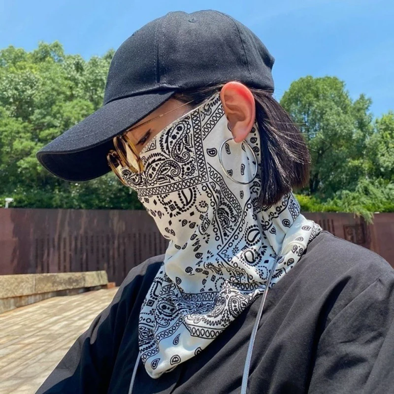 Moda Punk máscara de protección solar para hombres mujeres verano cara cuello protección UV oreja bufanda Hip Hop deportes al aire libre ciclismo Bandana bufandas