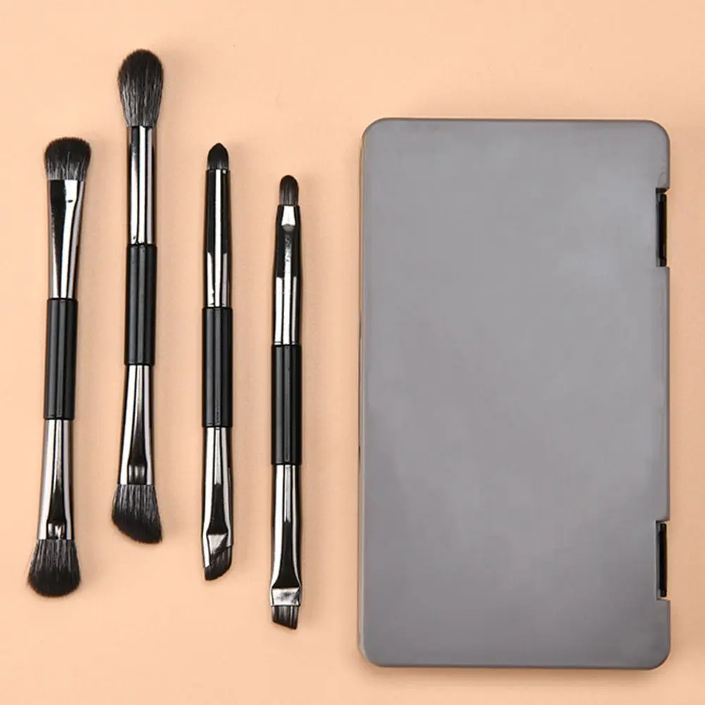 Double-ended Eyeshadow Brushes Set Eyeliner Brushes Multifunction Travel Makeup Brush Set Soft with Storage Box and Mirror