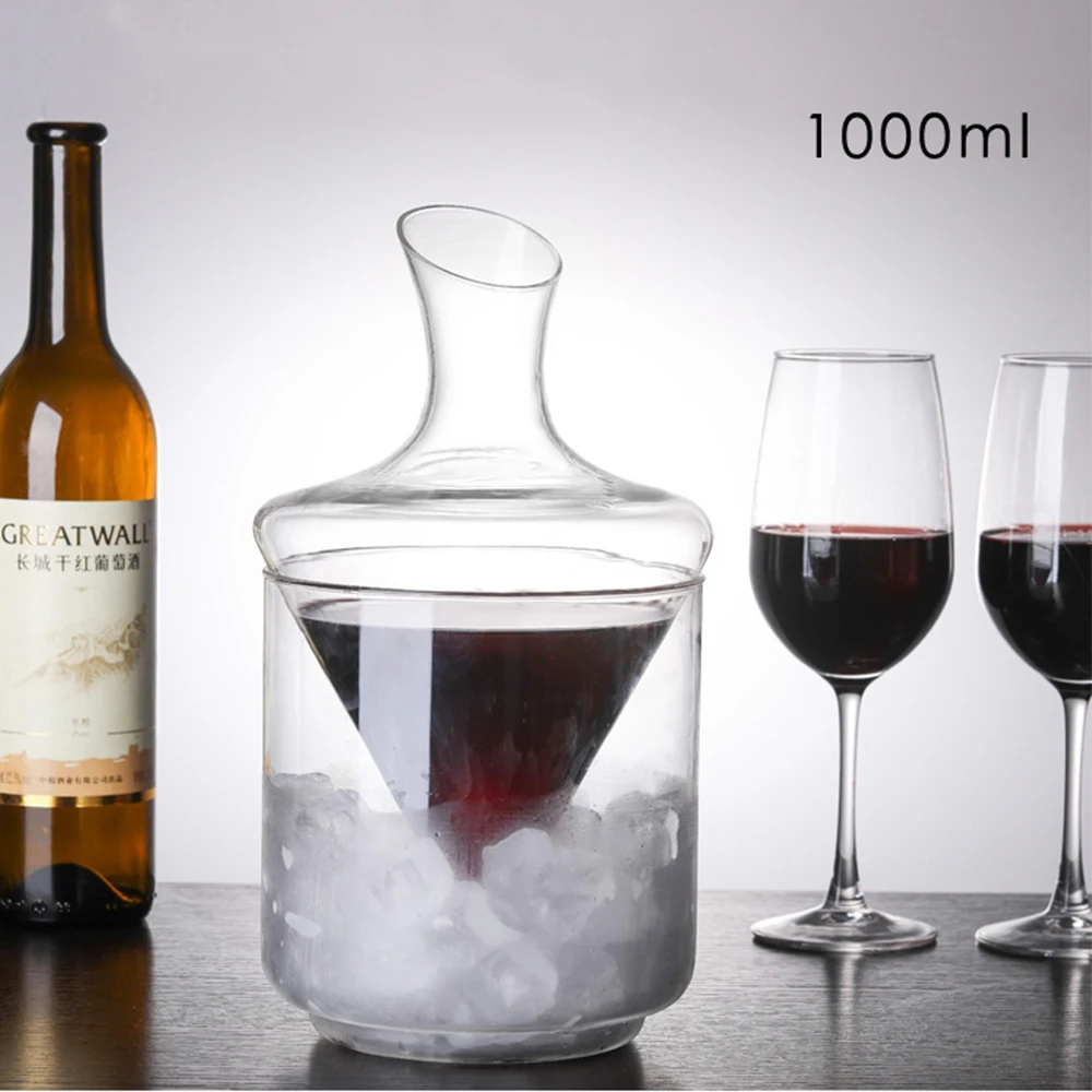 

1000ML Ice Bucket Decanter Oblique Mouth Decanter Crystal Glass Wine Whiskey Bottl Containers Set Cabinet Decor Decanter Tool