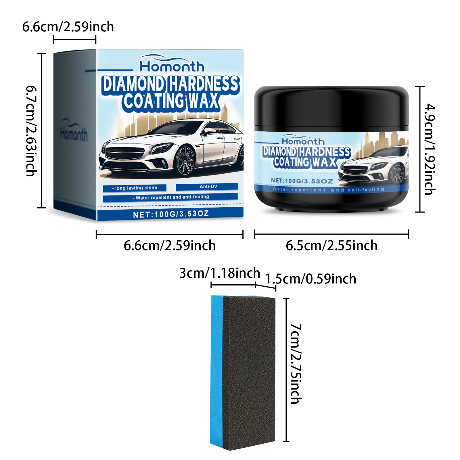 thumbnail image 1 of Pasta limpiadora de cerámica resistente al agua para pulir y proteger la pintura del coche, compuesto anti-UV, accesorios para quitar rayones del coche, 100 g, 1 of 5
