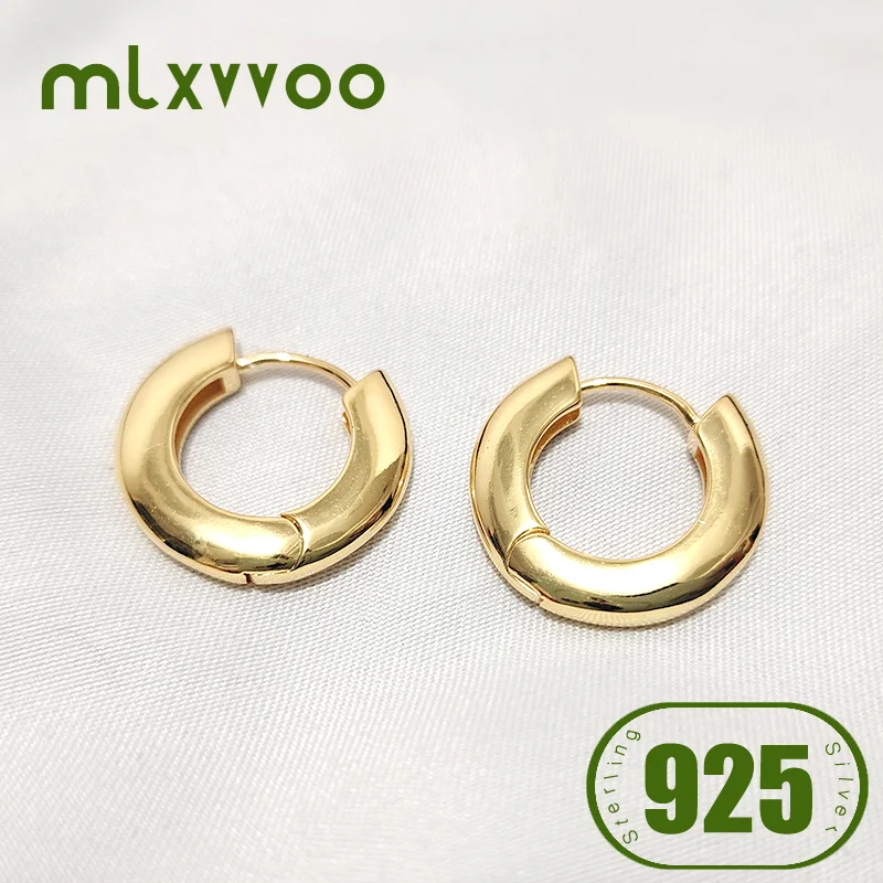 

Korean Stamp 925 silver needle smooth circle Hoop Earrings For Women 2024 Wedding Party Jewelry Gift Female Pendientes
