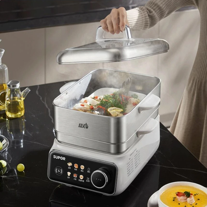 SUPOR 220V Removable Base Electric Steamer Multifunctional Household 18L Stainless Steel One Pot Multi-layer Steamer 5