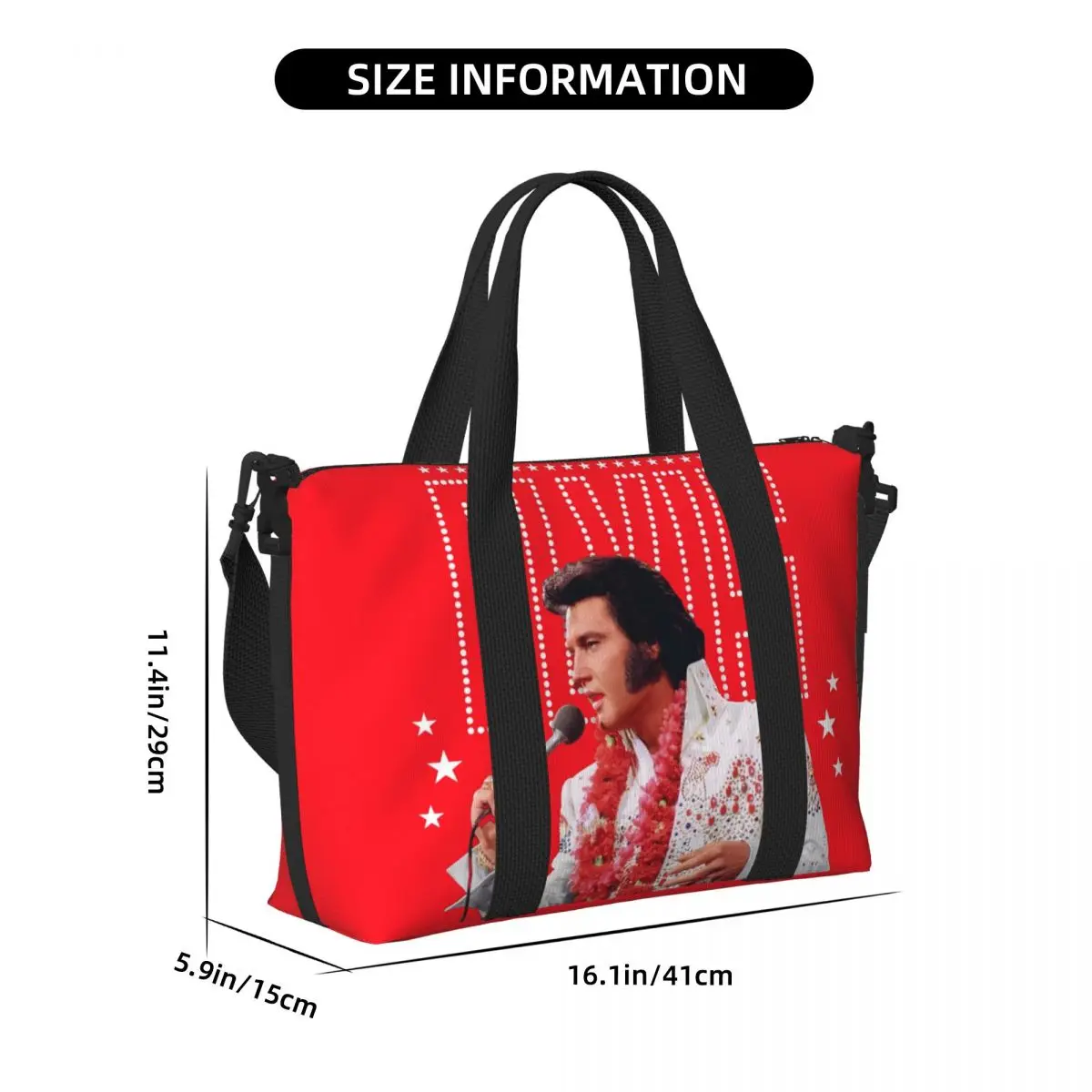 Custom Elvis And Rock King Tote Bag Women Large Capacity American Singer Actor Gym Beach Shoulder Travel Bag 4