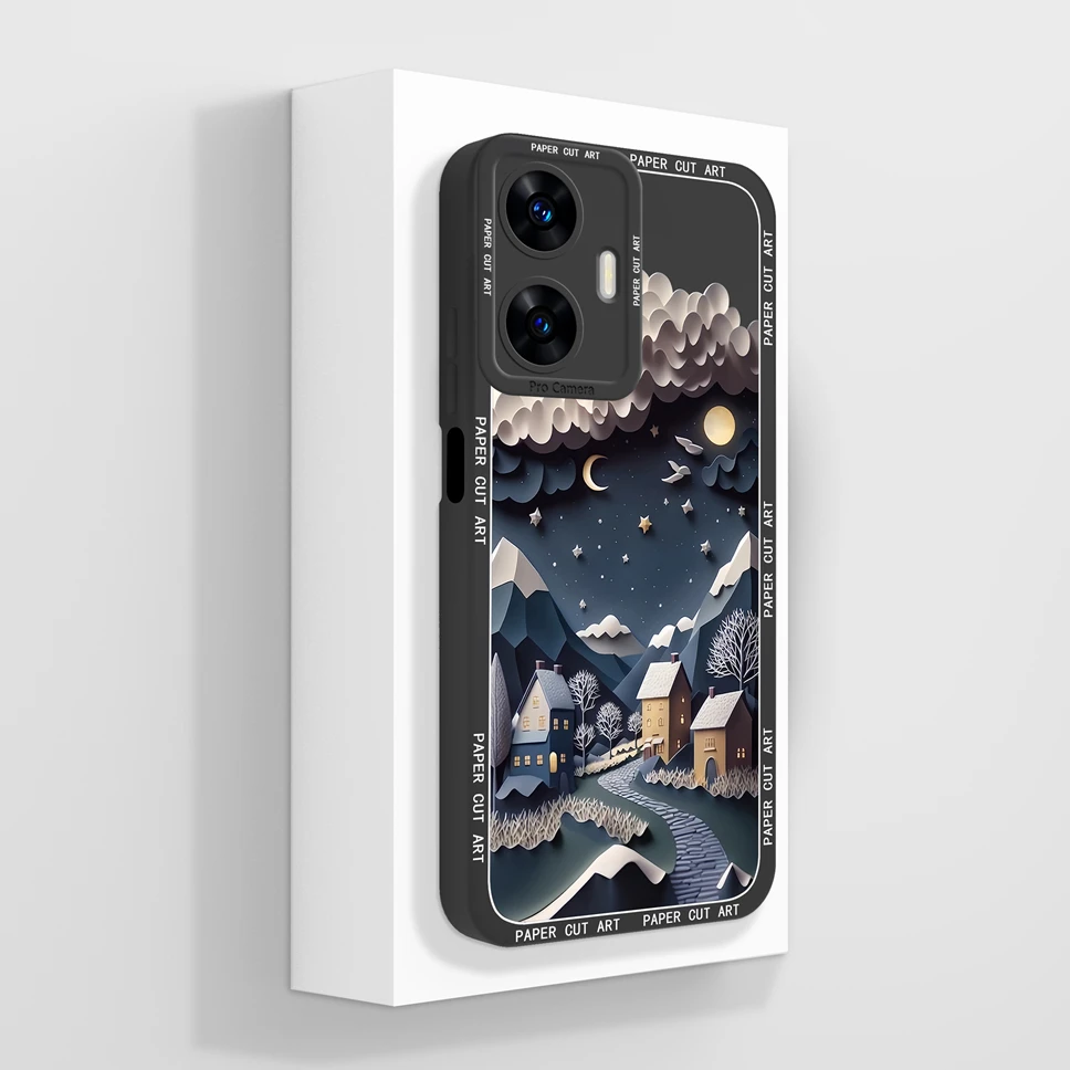 Charming Mountain Astronaut Liquid Silicone Phone Case with Camera Protection and Bumper