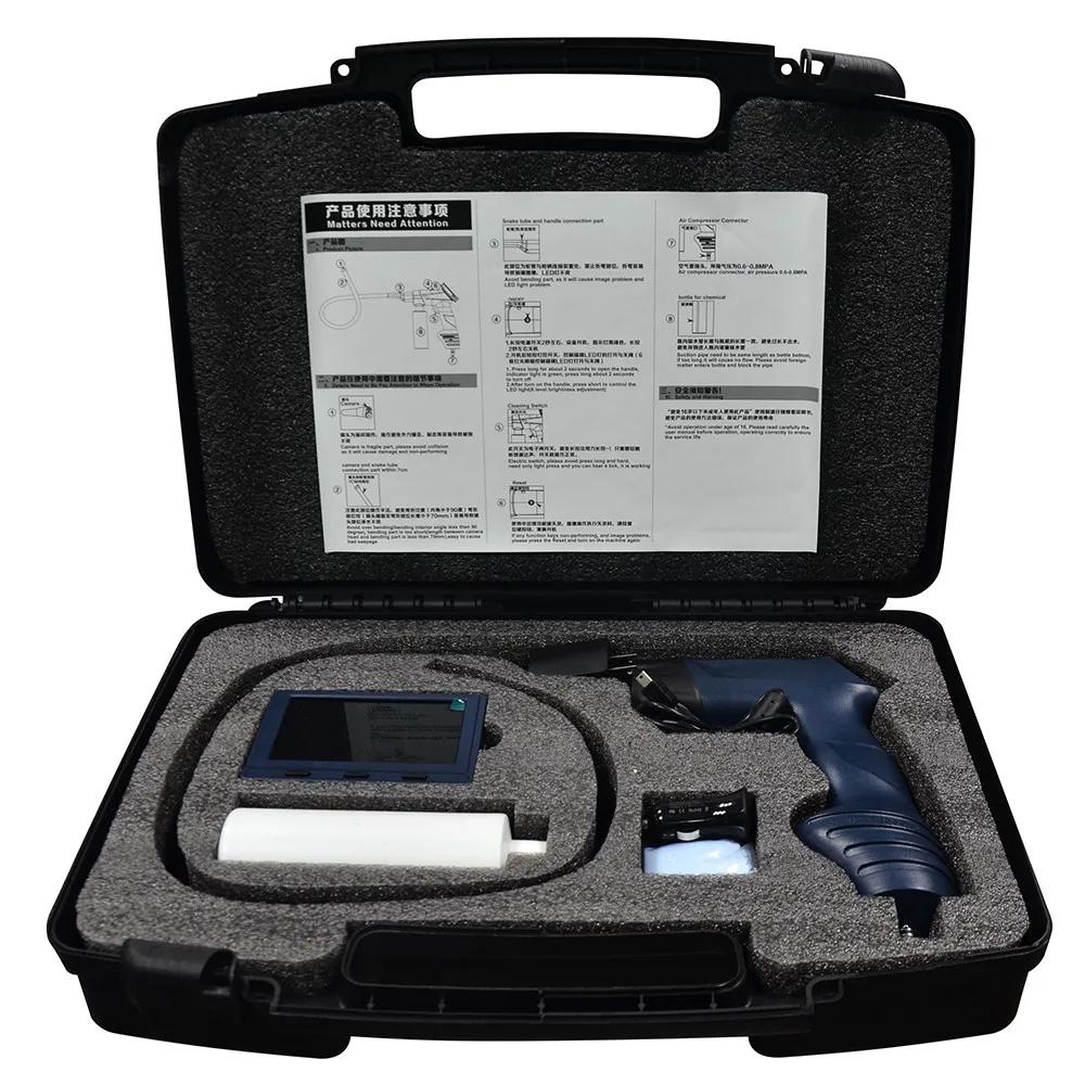 High Pressure Cleaning Borescope Car Air Conditioner Flush, QBH Water Hose With Camera A/C Cleaner Tool Visual Washing Gun