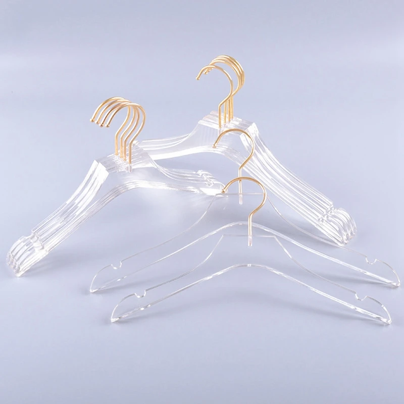 금 걸이를 가진 투명한 아크릴 옷 걸이, 숙녀 아이를 위한 노치를 가진 투명한 셔츠 복장 걸이, 15 pc
