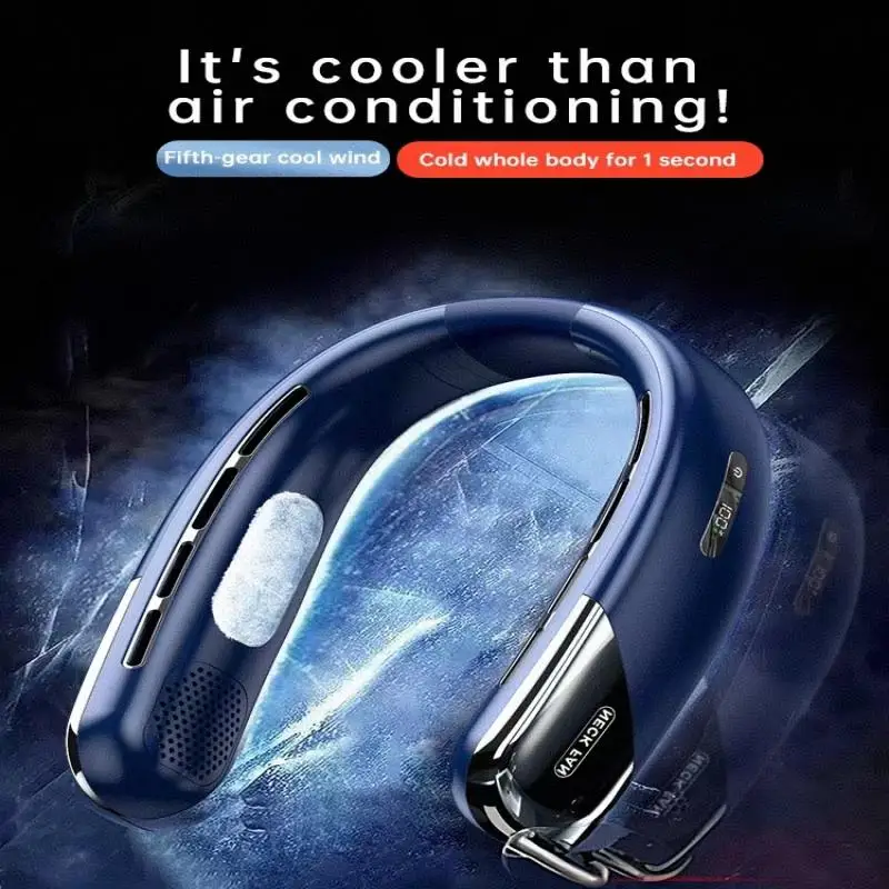 

2024 Новый портативный шейный подвесной вентилятор охлаждения черная технология летний охладитель бесшумный 6000 мАч перезаряжаемый светодиодный дисплей