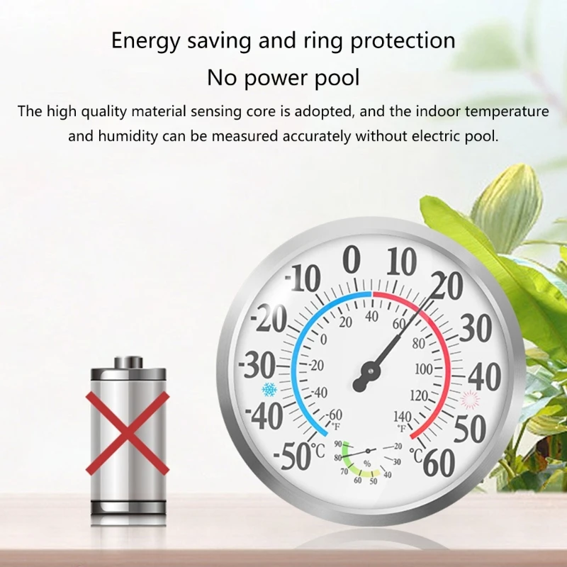 

Indoor Temperature & Humidity Meter Round Thermometer Hygrometer with Clear Scale Durable for Home Greenhouse OfficeDropshipping
