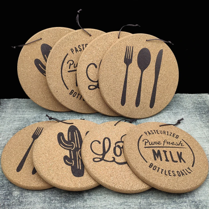 Round Edge Cork Coasters,Bar Absorbent,Thick Plain,Heat Resistant,Reusable Saucers for Cold Drinks,Wine Glasses,Mugs, Cups, 19cm