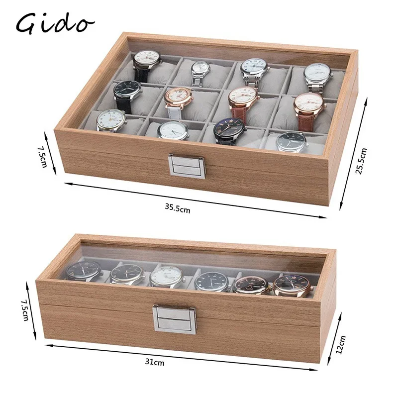 Wooden Watch Box for Exhibitors Jewelry Store Clock Watches Display Case Organizer Festival Party Best Gift 2/3/6/10/12 Slots