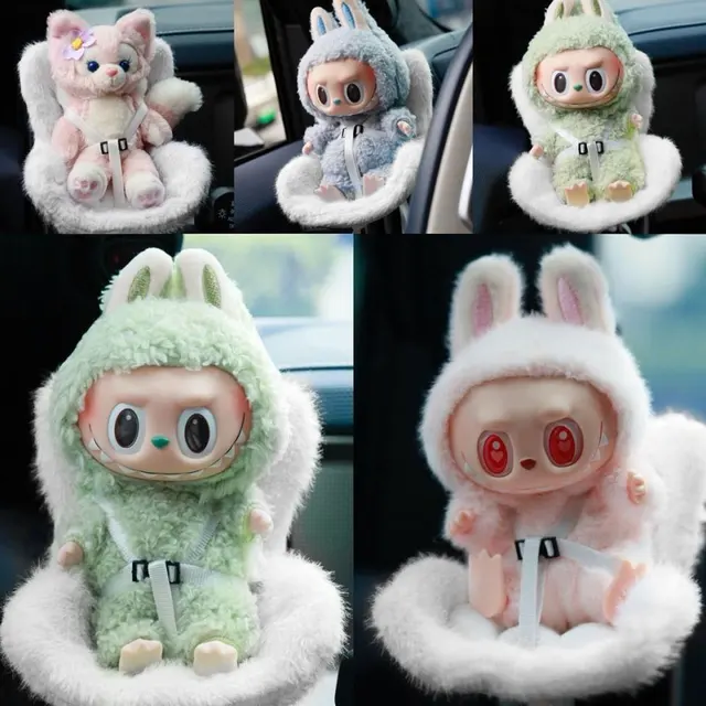 Labubu 17cm Cartoon Doll Car Safety Seat – Stylish Chair Model & Outlet Decor for Doll Car Interior Styling 4