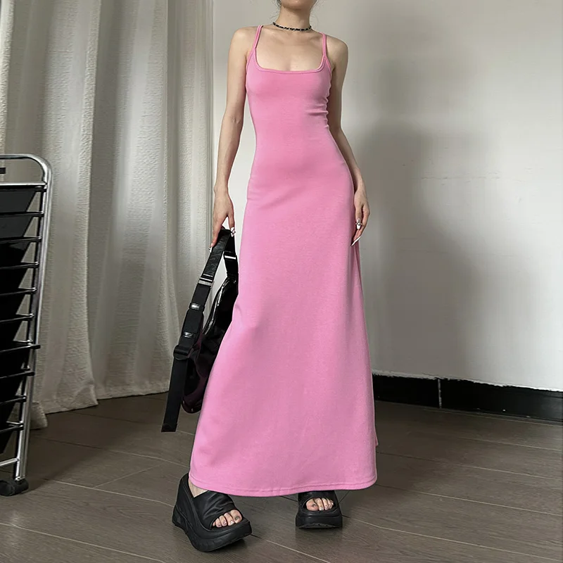 

Lygens Basic Sleeeveless Backless Midi Elegant Women'S Dresses 2023 Summer Autumn Casual Prom Lady Streetwear Women Outfit