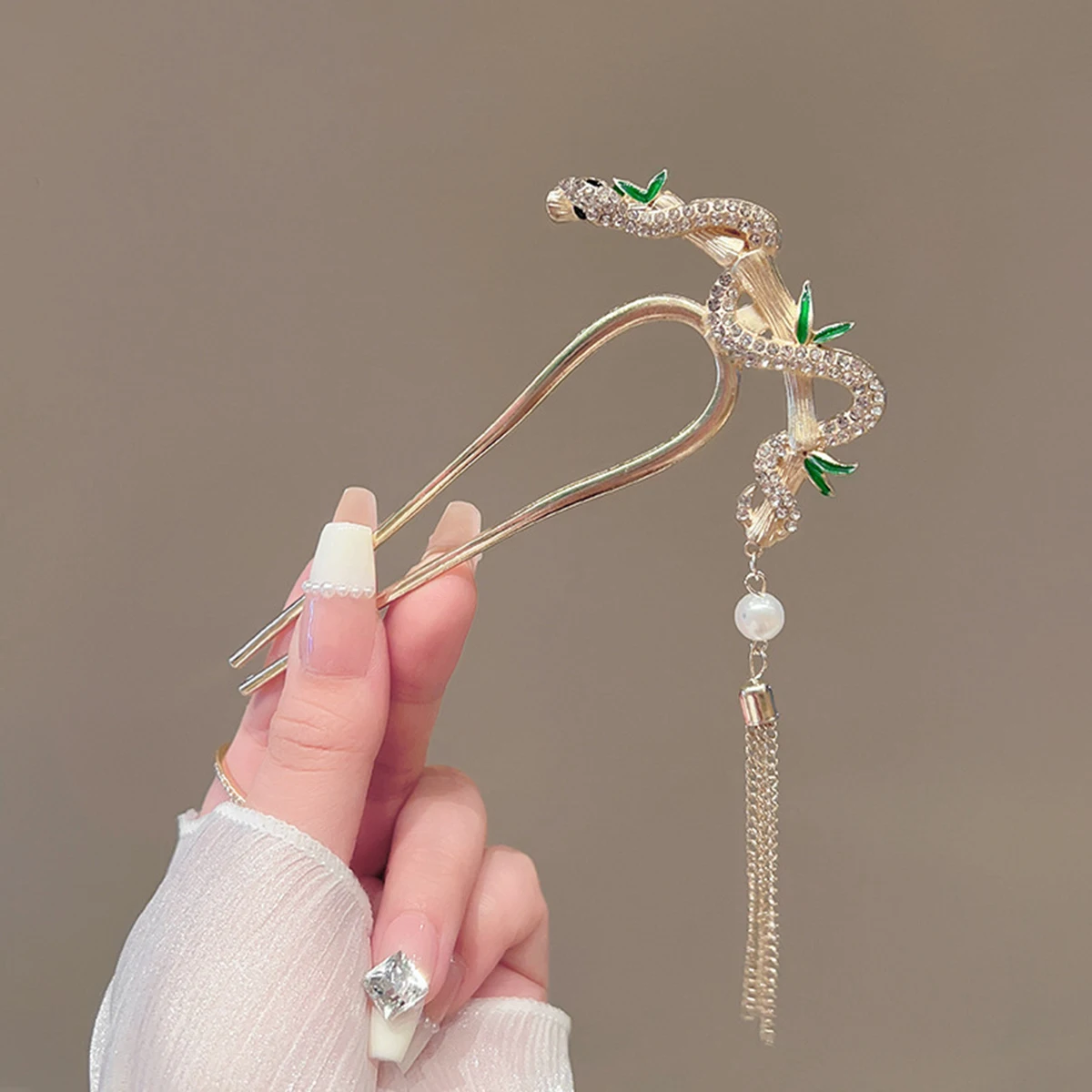 1pc U-Shaped Tassel Hair Fork Elegant Golden Silver Color Hairpin Hair Stick Chinese Style Pendant Headwear For Women Girls
